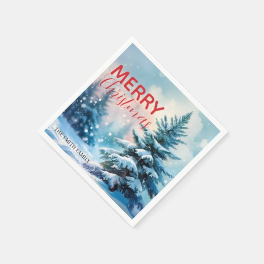 Modern Script Christmas Xmas winter pine tree fore Serviette (Ecke)