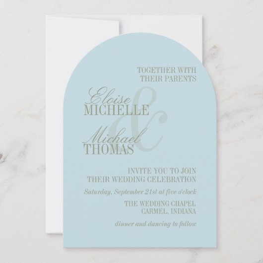 Modern Script Citrus Blue Formal Arch Wedding  Einladung (Vorderseite)