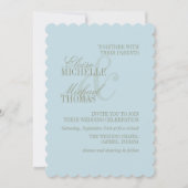 Modern Script Citrus Blue Formal Wedding Einladung (Vorderseite)