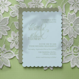 Modern Script Citrus Blue Formal Wedding Einladung