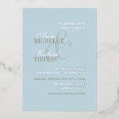 Modern Script Citrus Blue Formal Wedding Folieneinladung (Vorderseite)