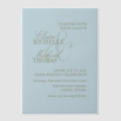 Modern Script Citrus Blue Formal Wedding Pergament Einladungen (Vorderseite)