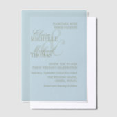 Modern Script Citrus Blue Formal Wedding Pergament Einladungen (Versetzt)
