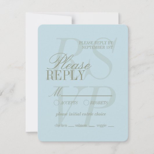 Modern Script Citrus Blue Formal Wedding RSVP Karte (Vorderseite)
