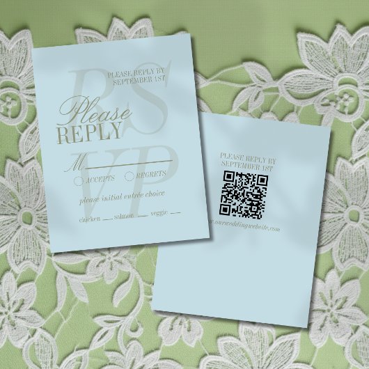 Modern Script Citrus Blue Formal Wedding RSVP Karte