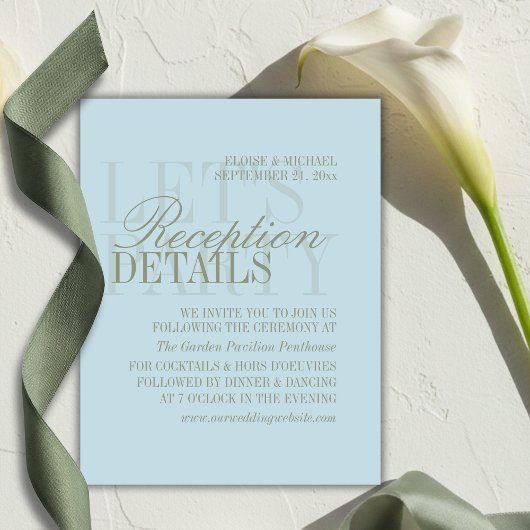Modern Script Citrus Blue Wedding Details Begleitkarte