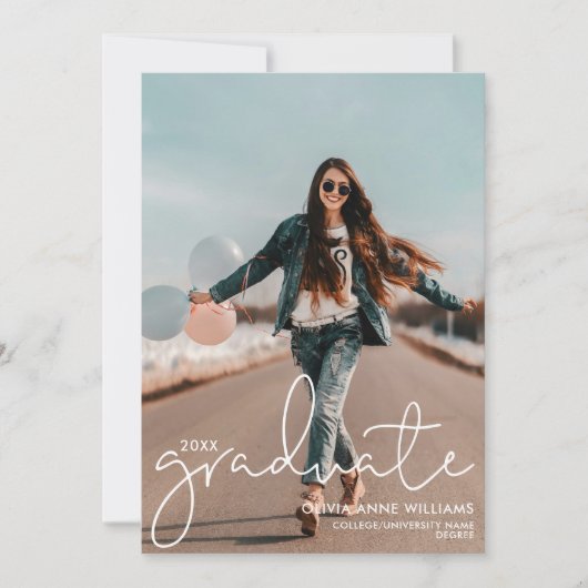 Modern Script College Graduate Ankündigung (Vorderseite)