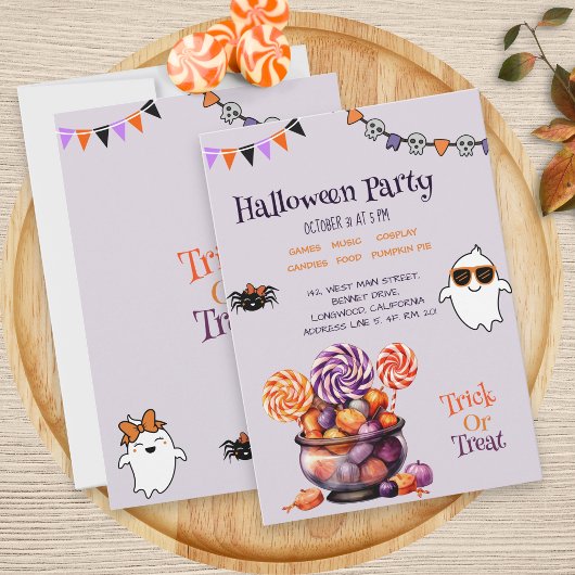 Modern Script Colorful Candy Kids Halloween-Party Einladung