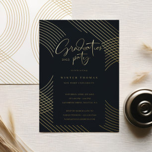Modern Script Concentric Arches Graduation Party Folieneinladung