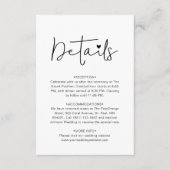 Modern Script Contemporary Wedding Details Begleitkarte (Vorderseite)
