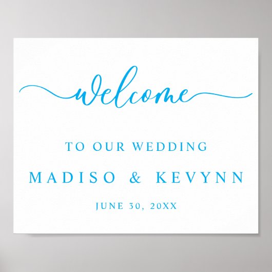Modern Script Couples Names Wedding Welcome Sign Poster (Vorne)