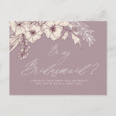 Modern Script Creme Floral Bridesmaid Postcard Postkarte (Vorderseite)