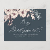 Modern Script Creme Floral Bridesmaid Postcard Postkarte (Vorderseite)