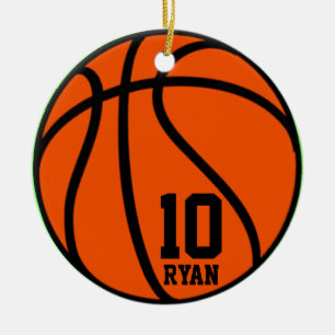 Modern Script Custom Basketball Foto Weihnachten Keramik Ornament