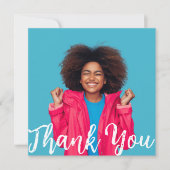 Modern Script Custom Photo Graduation Thank You I Einladung (Vorderseite)