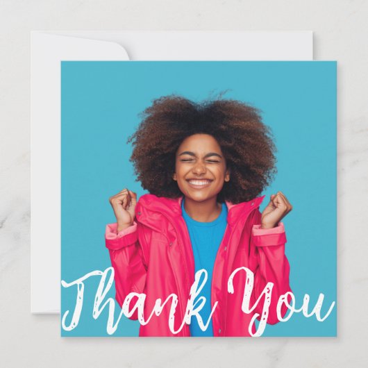 Modern Script Custom Photo Graduation Thank You I Einladung (Vorderseite)