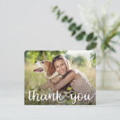 Modern Script Dankeschön Foto Abschluss Postkarte (Stehend Vorderseite)