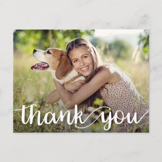 Modern Script Dankeschön Foto Abschluss Postkarte (Vorderseite)