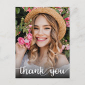 Modern Script Dankeschön Foto Abschluss Postkarte (Vorderseite)