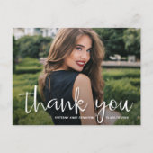 Modern Script Dankeschön Foto Abschluss Postkarte (Vorderseite)