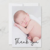 Modern Script Dankeschön Foto Geburt Ankündigung (Vorderseite)