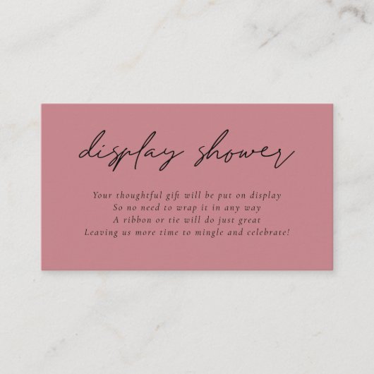 Modern Script Display Bridal Shower Dusty Rose Begleitkarte (Vorderseite)