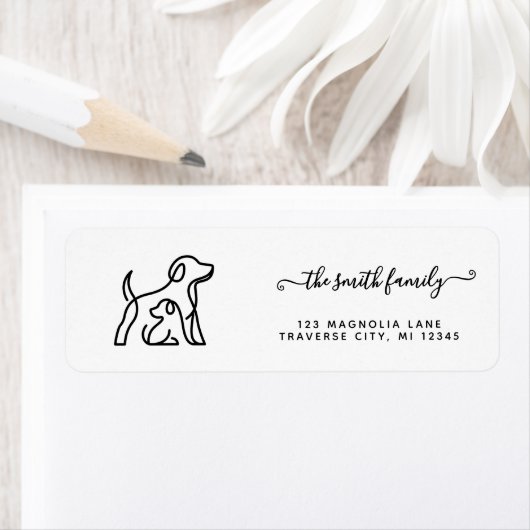 Modern Script dog silhouette return address (Insitu)