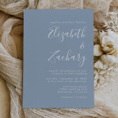 Modern Script Dusty Blue Wedding Einladung