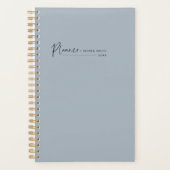 Modern Script Dusty Blue Weekly Monthly Planer (Vorderseite)
