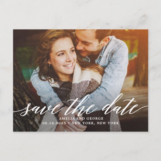 Modern Script EDITABLE COLOR Save the Date Postkarte (Vorderseite)