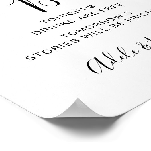 Modern Script Einfaches Open Bar Sign Poster (Ecke)