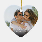 Modern Script Elegant Engagement Photo Keepsake Keramik Ornament (Vorne)