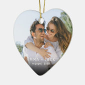 Modern Script Elegant Engagement Photo Keepsake Keramik Ornament (Links)