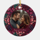 Modern Script Elegant Engagement Photo Keepsake Keramik Ornament (Vorne)