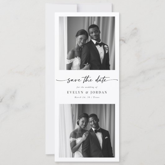 Modern Script Elegant Photo Booth Bookmark Wedding Save The Date (Vorderseite)
