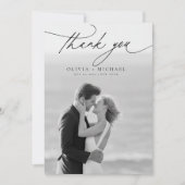 Modern Script Elegant Photo Wedding Thank You Card Einladung (Vorderseite)