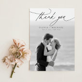 Modern Script Elegant Photo Wedding Thank You Card Einladung
