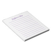 Modern Script Elegant Purple Lined Personalized Notizblock (angewinkelt)
