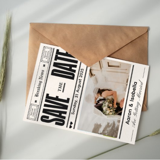 Modern Script Elegant Wedding Photo Save The Date Einladung