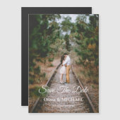 Modern Script Elegant Wedding Photo Save The Date Magneteinladung (Vorne/Hinten)