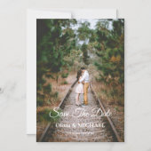 Modern Script Elegant Wedding Photo Save The Date Magneteinladung (Vorderseite)