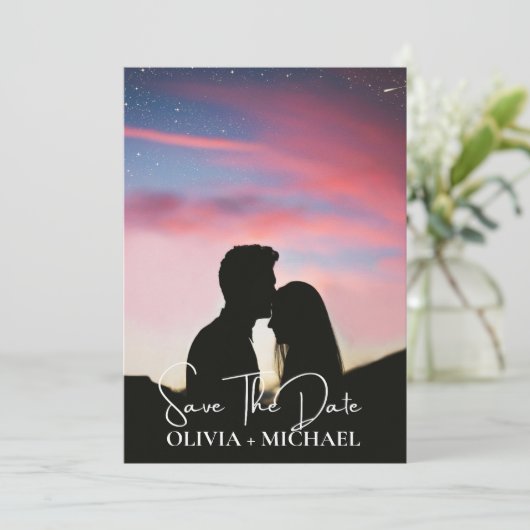 Modern Script Elegant Wedding Save The Date (Stehend Vorderseite)