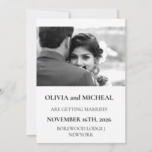Modern Script Elegant Wedding Save The Date (Rückseite)