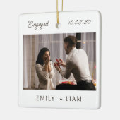 Modern Script Engagement Photo Keepsake Keramikornament (Links)