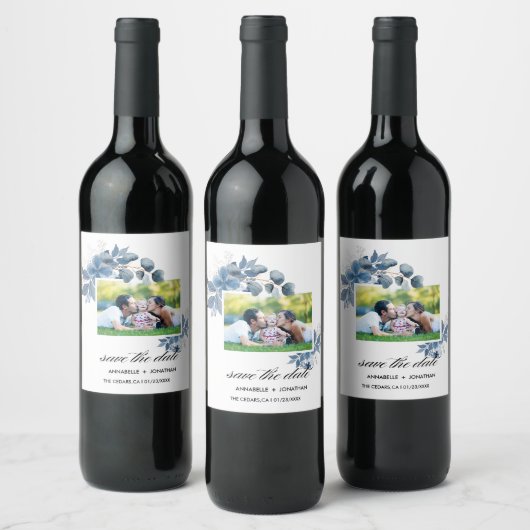 Modern Script Eucalyptus Sparkling Wine Label Weinetikett (Flaschen)