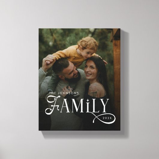 Modern Script Family Custom Photo Name  Leinwanddruck (Vorderseite)