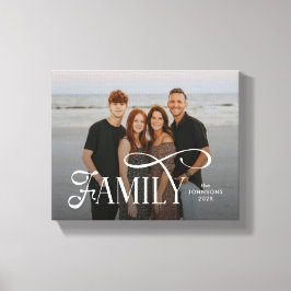 Modern Script Family Custom Photo Name  Leinwanddruck