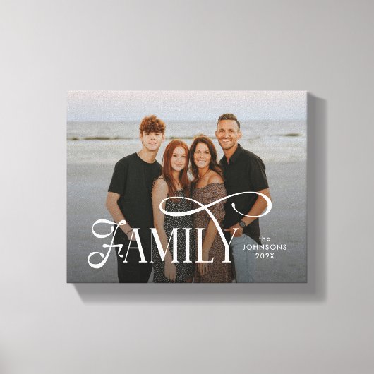 Modern Script Family Custom Photo Name  Leinwanddruck (Vorderseite)