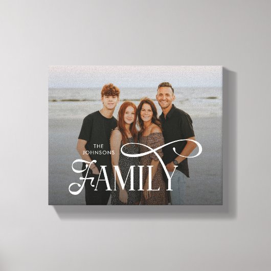 Modern Script Family Custom Photo Name  Leinwanddruck (Vorderseite)