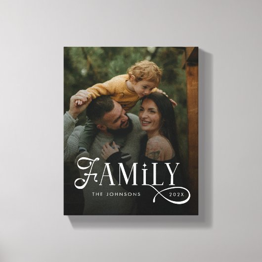 Modern Script Family Custom Photo Name  Leinwanddruck (Vorderseite)
